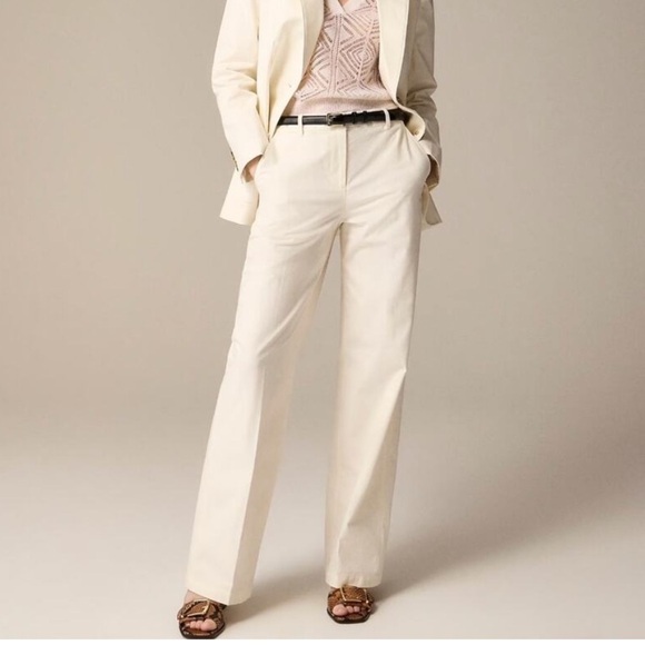 J. Crew Full-length wide-leg trouser in cotton blend‎ in Ivory size 2 NWT CC447 - Picture 1 of 11